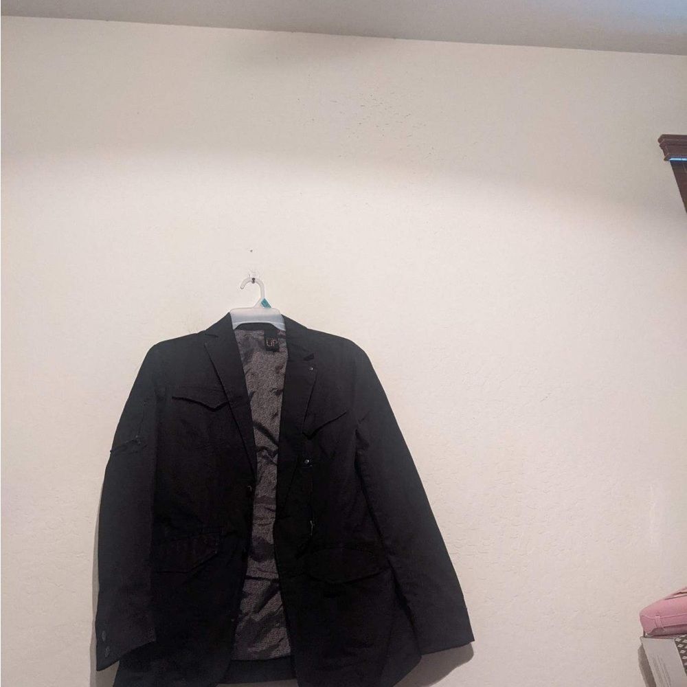 Springfield up black utility trench coat jacket size large